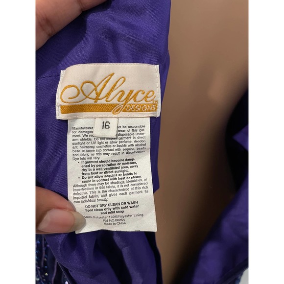 80s Alyce Designs Beaded asymmetrical dress SZ 16 - Picture 7 of 7